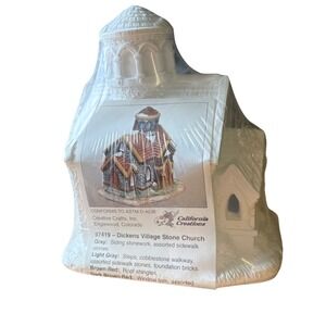 California Creations Dickens Village Stone Church Unpainted Ceramic Craft Kit